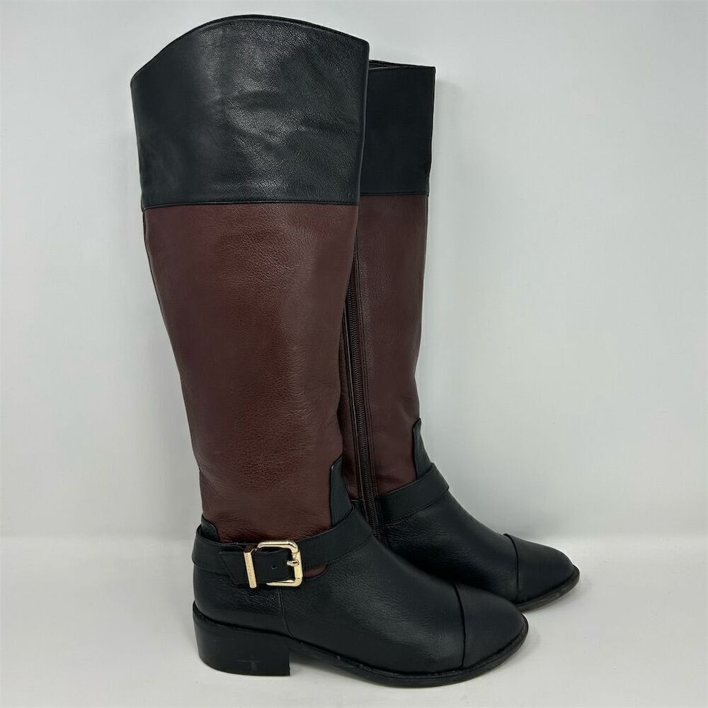 Vince Camuto Leisha Women's Knee High Riding Boots Black and Red Size 7M - Picture 2 of 14